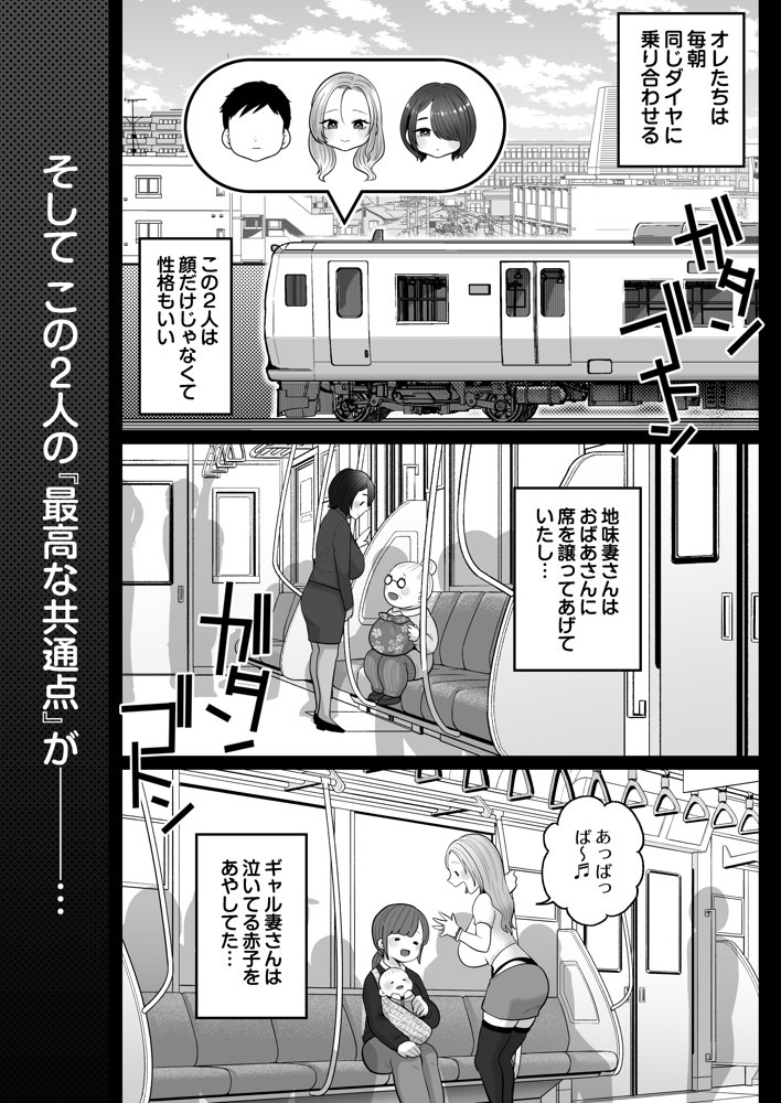 地味妻さんとギャル妻さん、人妻鉄道昇り行（イ）き エロ同人誌画像 005